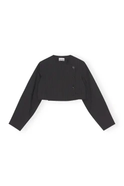 Cheap GANNI Stripe Cropped Blazer Black