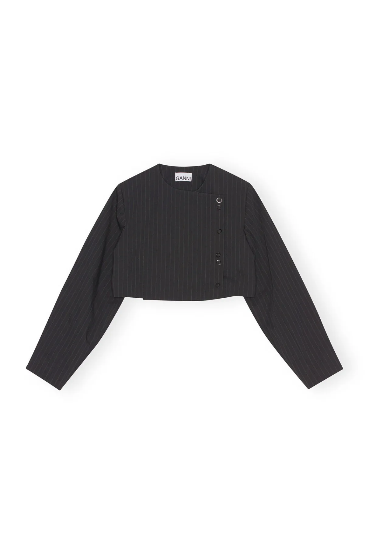 Cheap GANNI Stripe Cropped Blazer Black