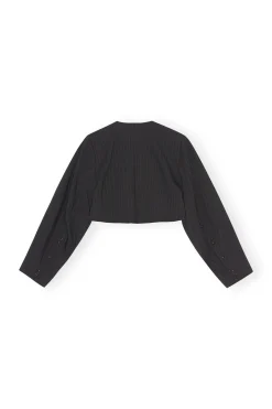Cheap GANNI Stripe Cropped Blazer Black