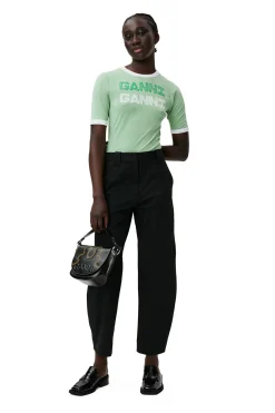 Store GANNI Stripe Mid Waist Pants Black