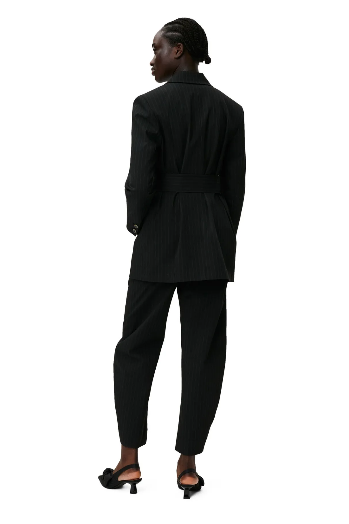 Store GANNI Stripe Mid Waist Pants Black