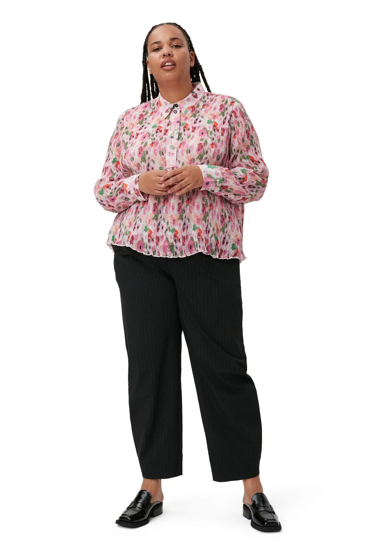 Store GANNI Stripe Mid Waist Pants Black