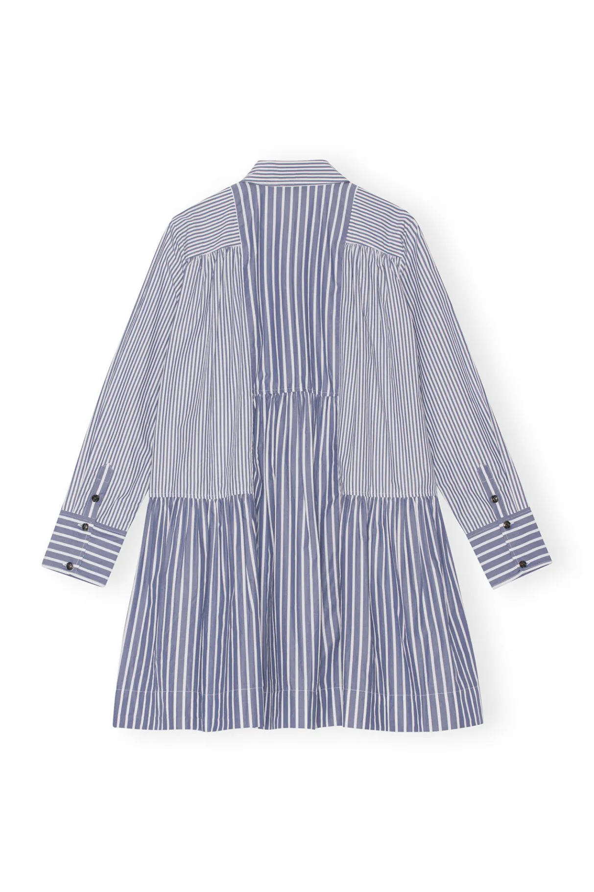 New GANNI Stripe Mini Shirt Dress Gray Blue