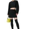 Discount GANNI Stripe Mini Skirt Black