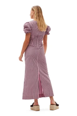 Flash Sale GANNI Striped Cotton Cutout Dress Bonbon