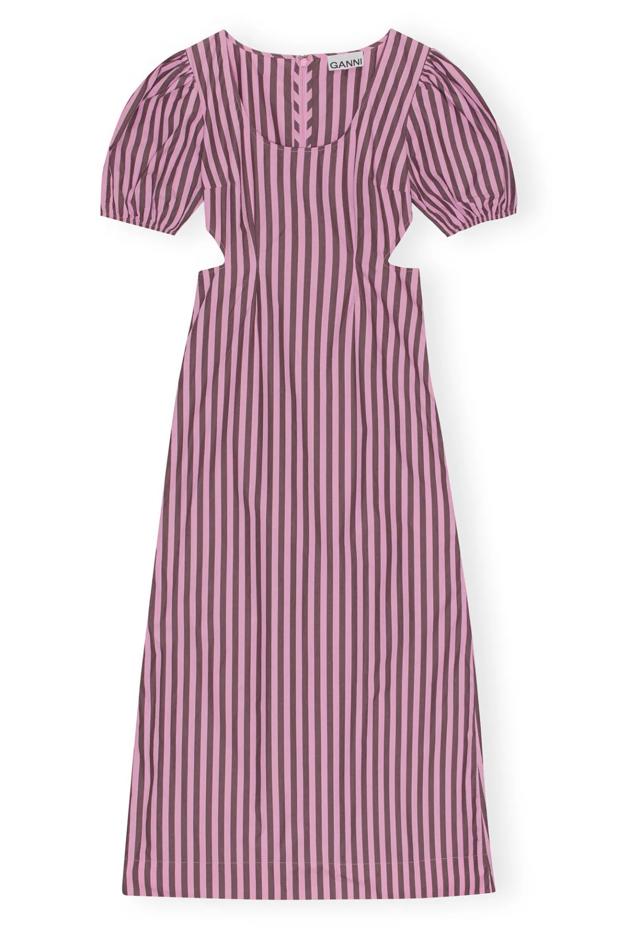 Flash Sale GANNI Striped Cotton Cutout Dress Bonbon
