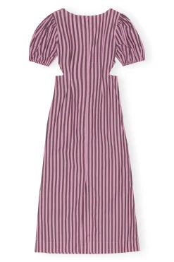 Flash Sale GANNI Striped Cotton Cutout Dress Bonbon