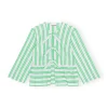 Best GANNI Striped Peplum Blouse Kelly Green