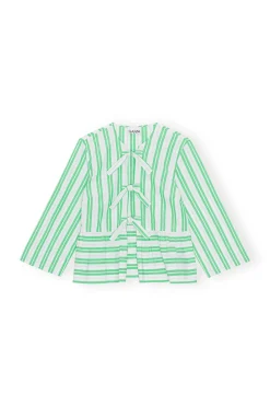 Best GANNI Striped Peplum Blouse Kelly Green