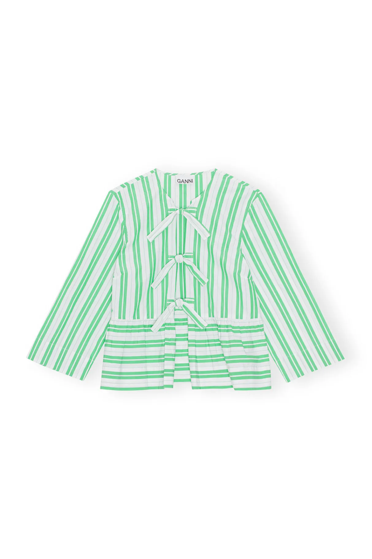Best GANNI Striped Peplum Blouse Kelly Green