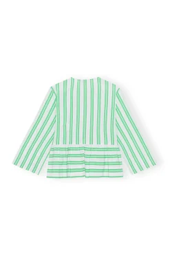 Best GANNI Striped Peplum Blouse Kelly Green