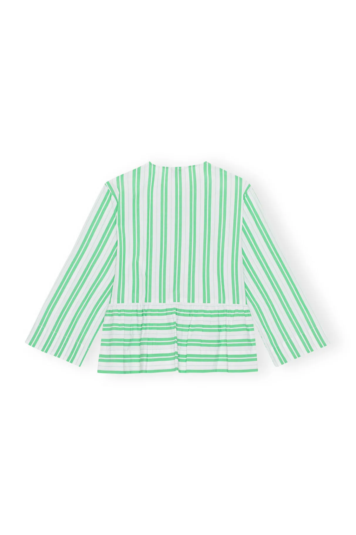 Best GANNI Striped Peplum Blouse Kelly Green