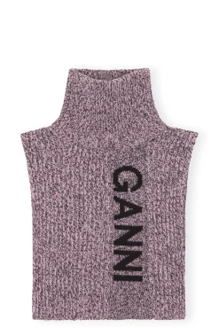 Hot GANNI Structured Rib Knit Bib Lilac Sachet
