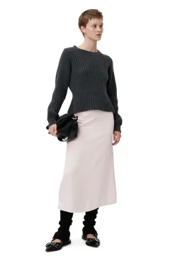 Flash Sale GANNI Structured Rib Knit Blouse Phantom