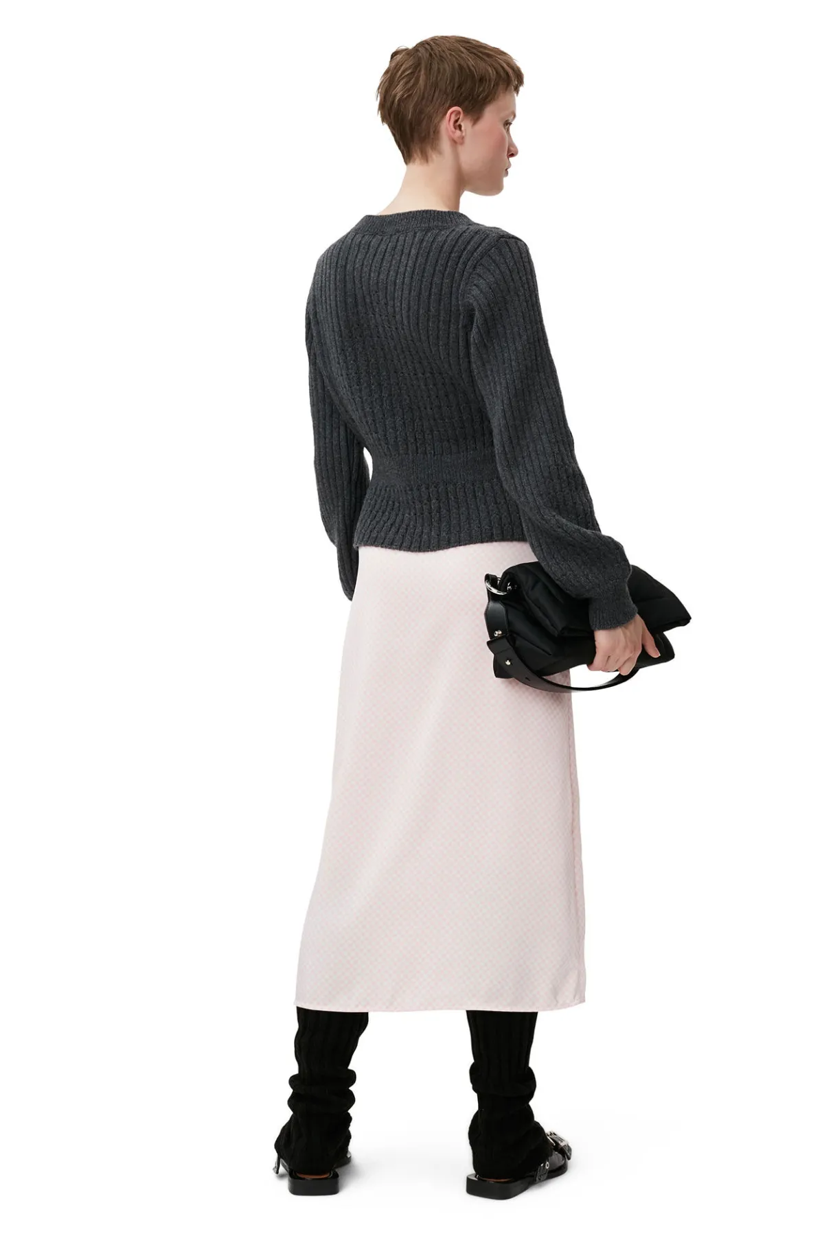 Flash Sale GANNI Structured Rib Knit Blouse Phantom