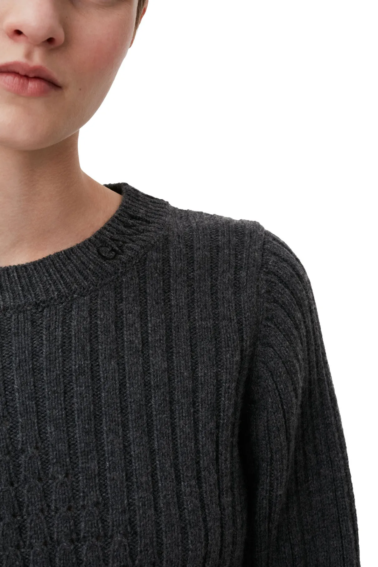 Flash Sale GANNI Structured Rib Knit Blouse Phantom
