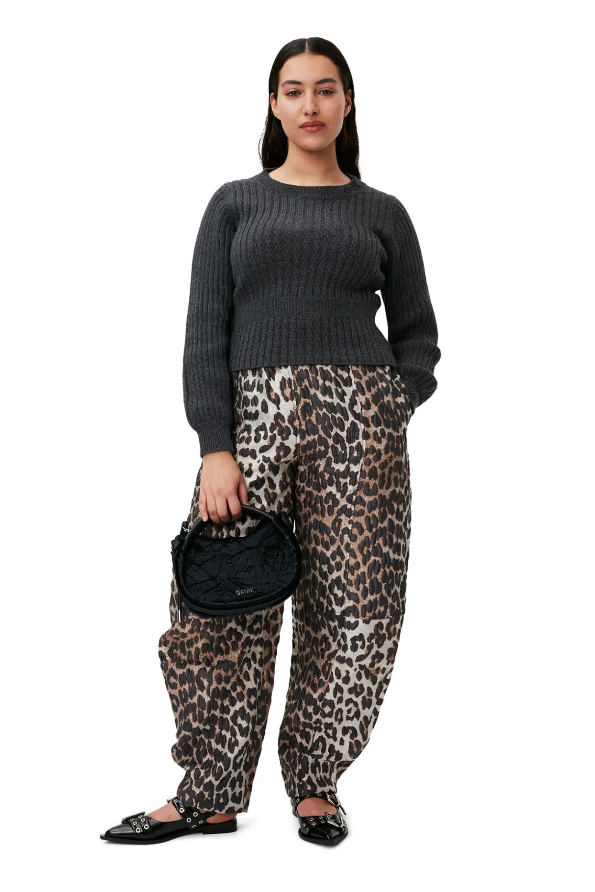 Flash Sale GANNI Structured Rib Knit Blouse Phantom
