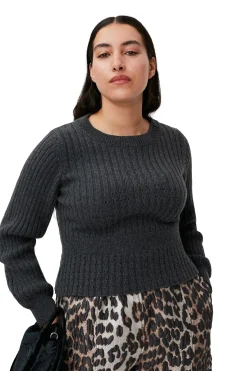 Flash Sale GANNI Structured Rib Knit Blouse Phantom