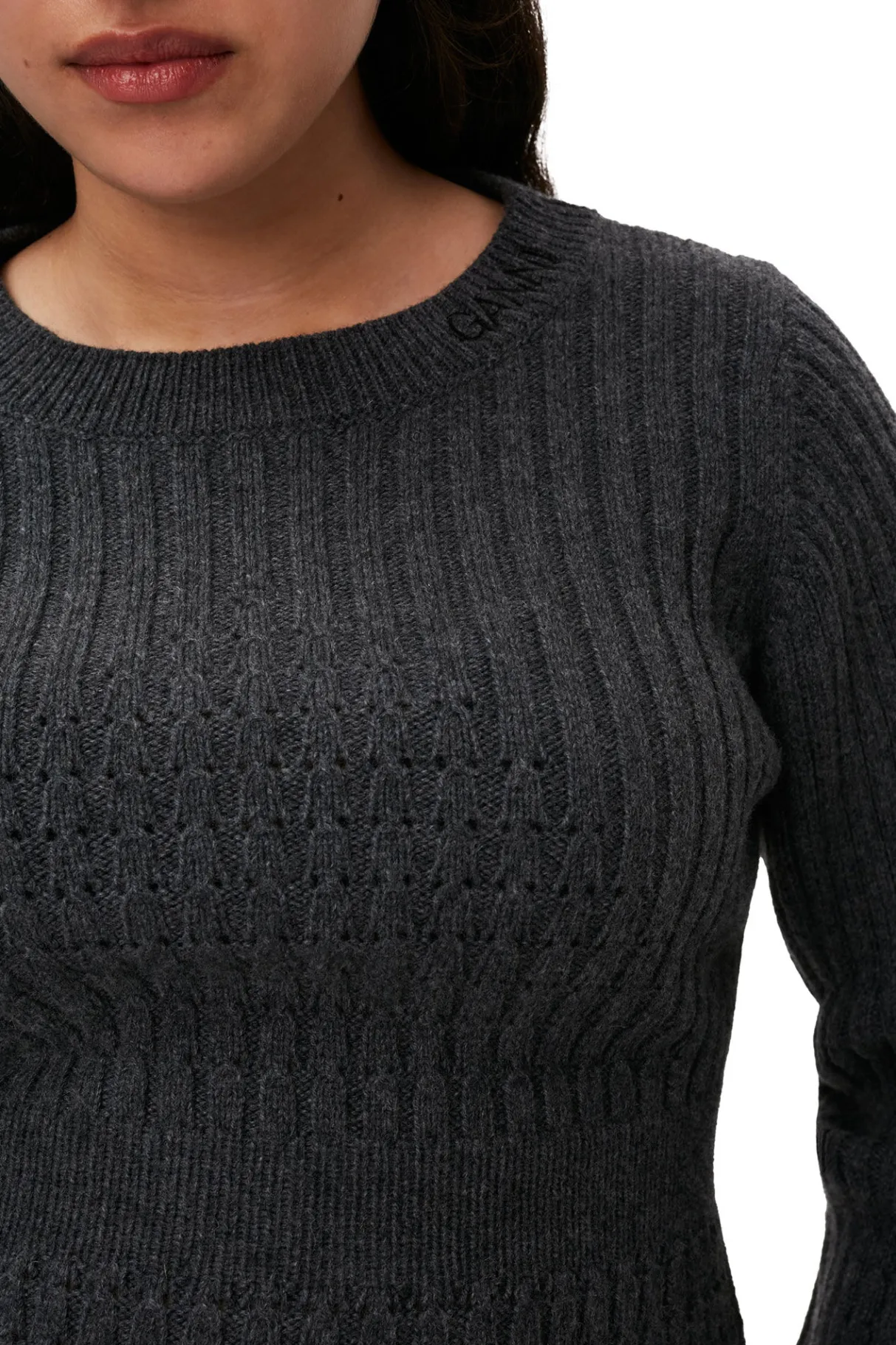 Flash Sale GANNI Structured Rib Knit Blouse Phantom