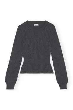Flash Sale GANNI Structured Rib Knit Blouse Phantom