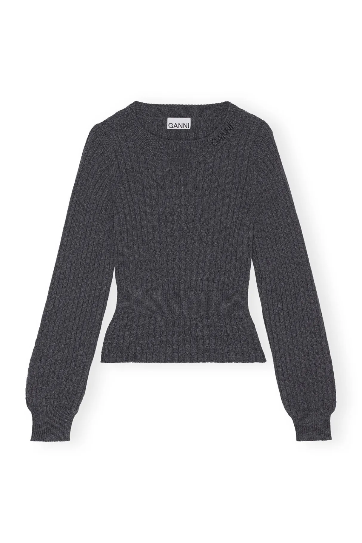 Flash Sale GANNI Structured Rib Knit Blouse Phantom