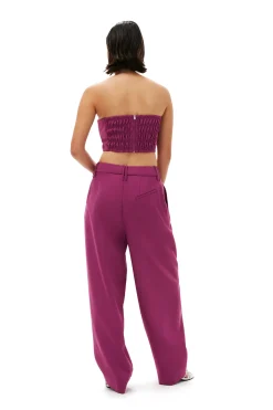 Sale GANNI Summer Suiting Relaxed Pleated Pants Purple Wine