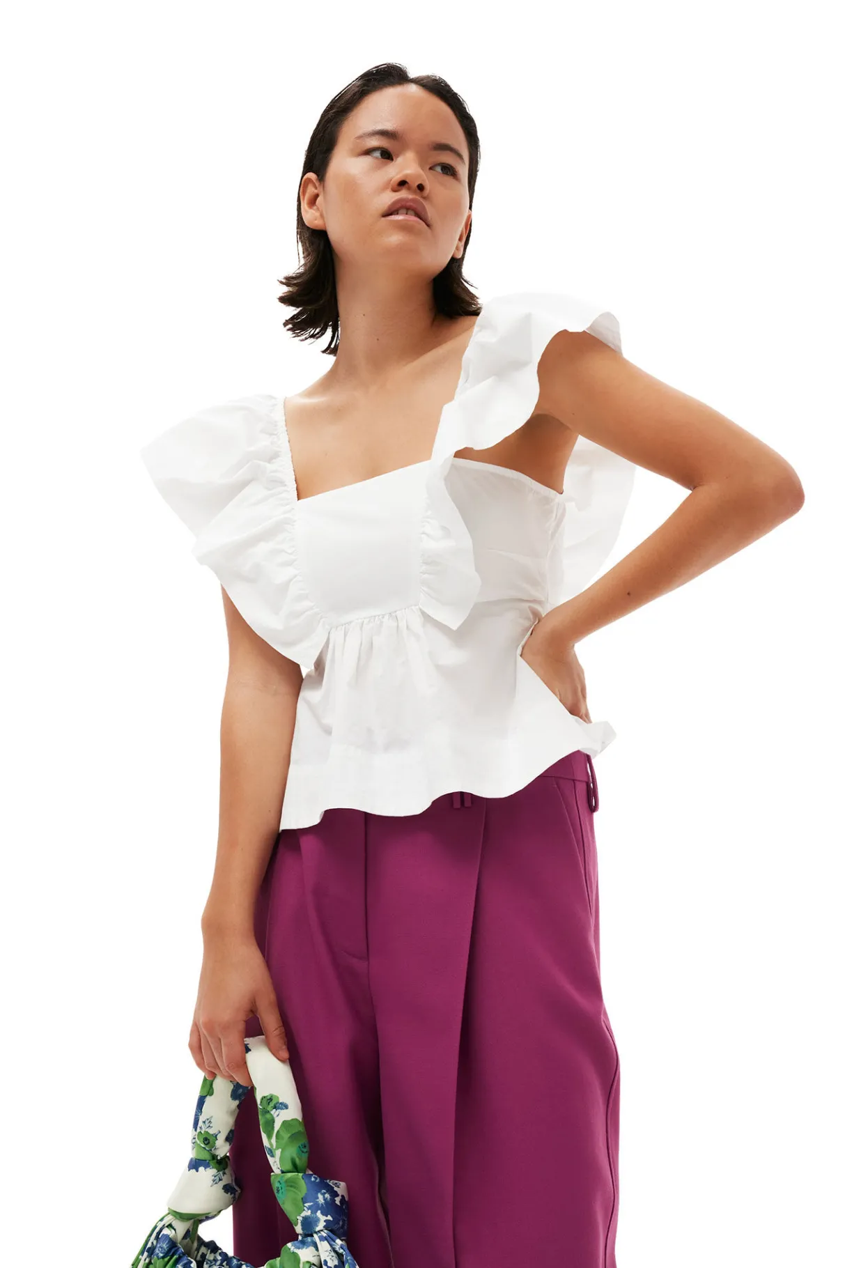 Sale GANNI Summer Suiting Relaxed Pleated Pants Purple Wine