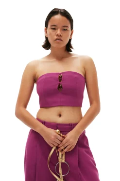 Hot GANNI Summer Suiting Sleeveless Top Purple Wine