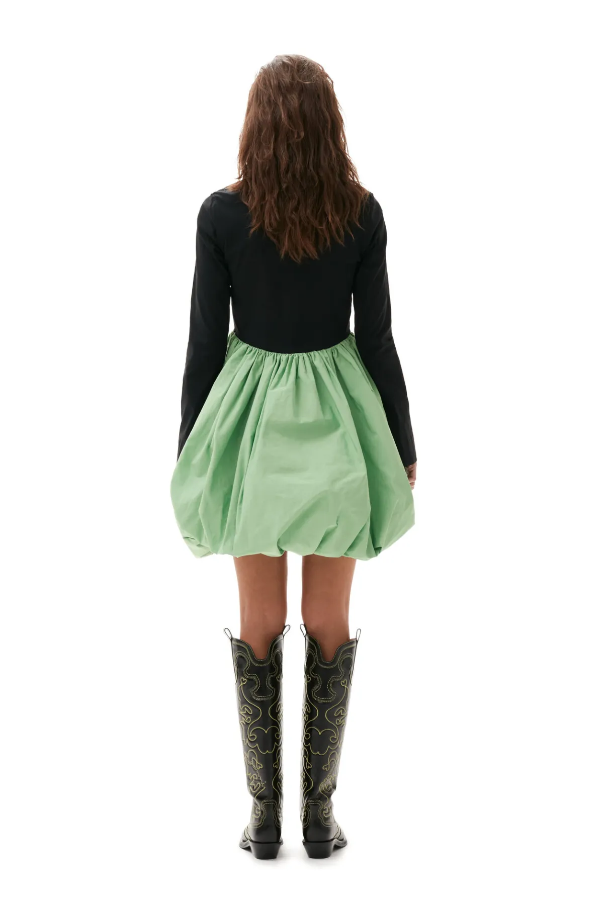 Best Sale GANNI Taffeta Balloon Mini Dress Black