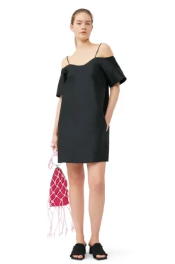 Hot GANNI Taffeta Mini Dress Black