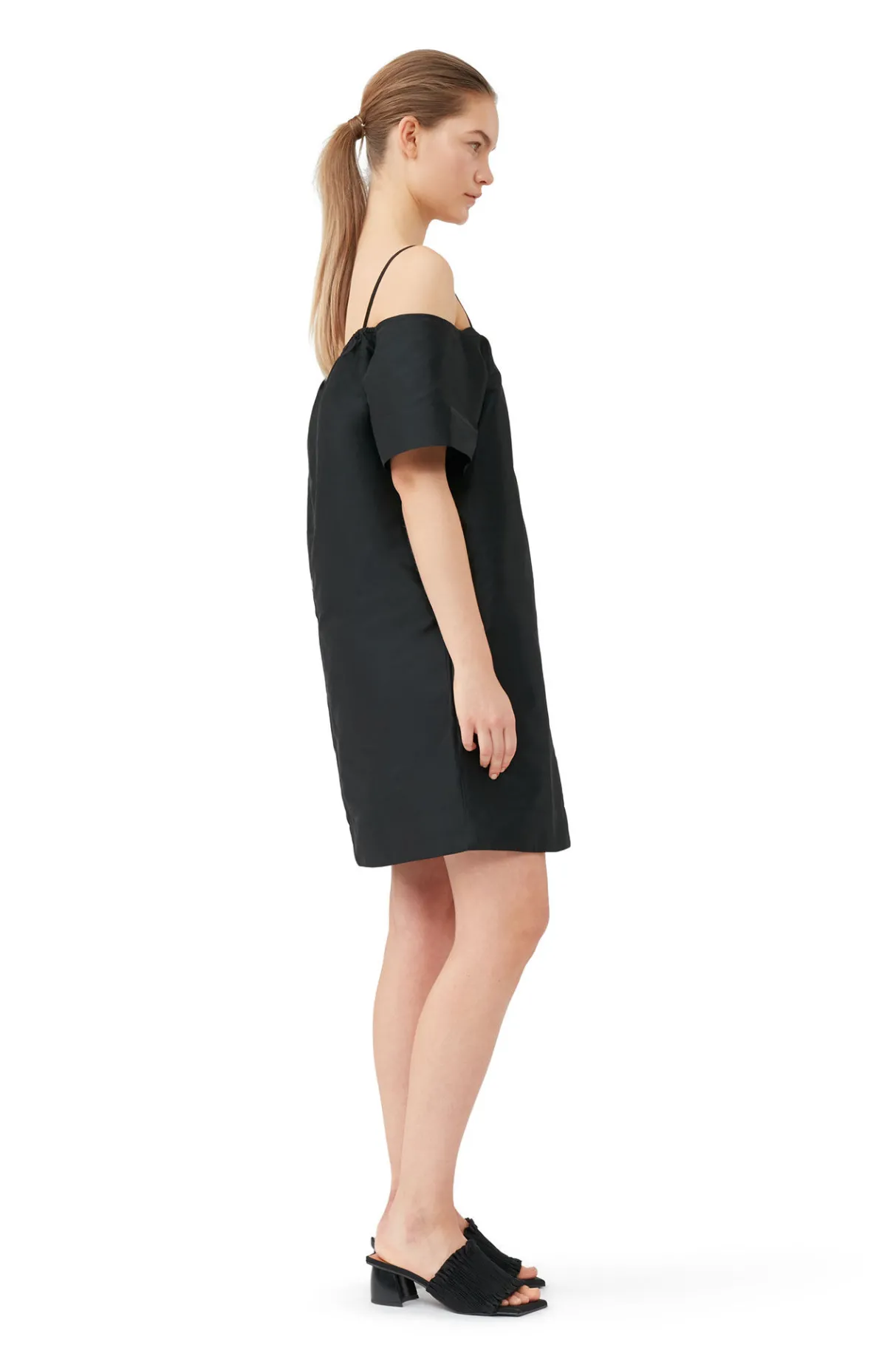 Hot GANNI Taffeta Mini Dress Black
