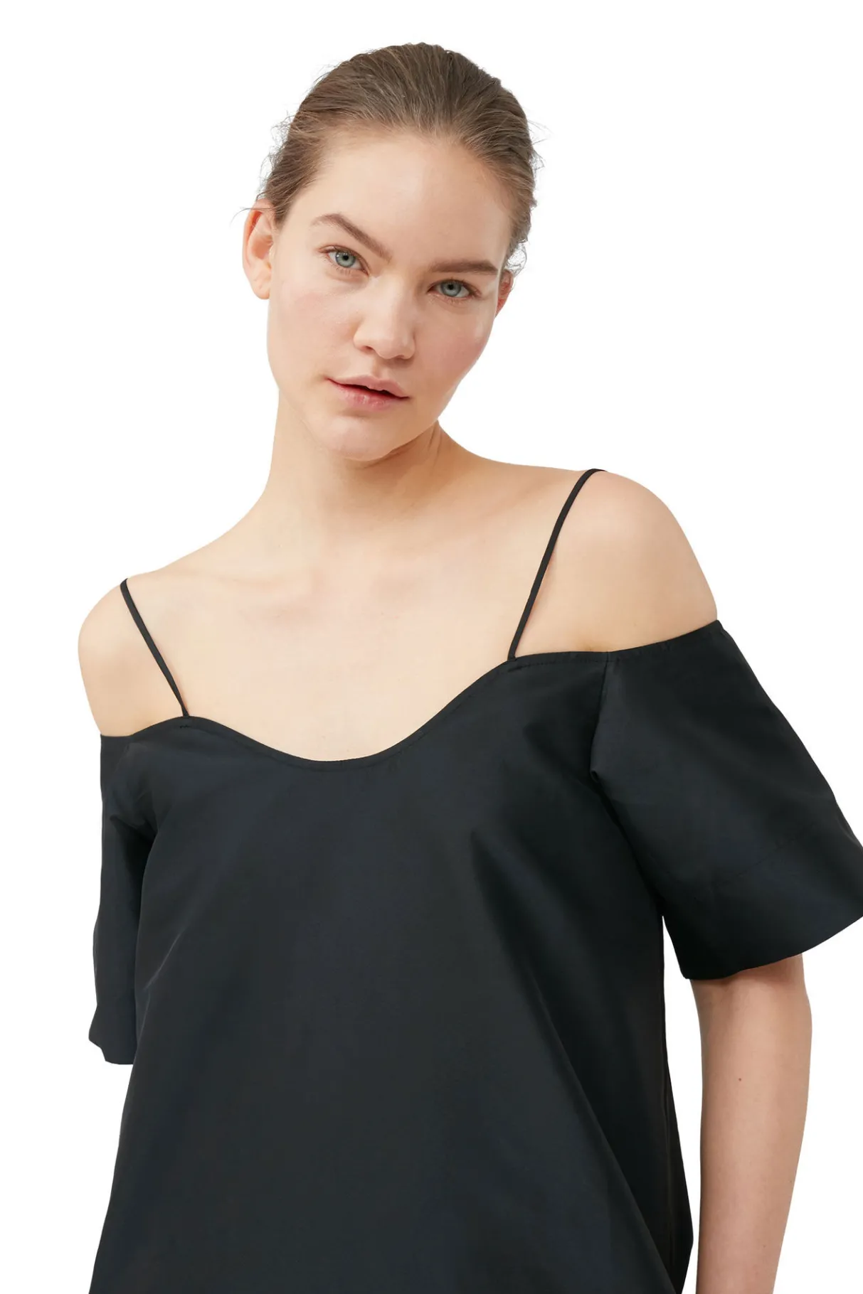 Hot GANNI Taffeta Mini Dress Black