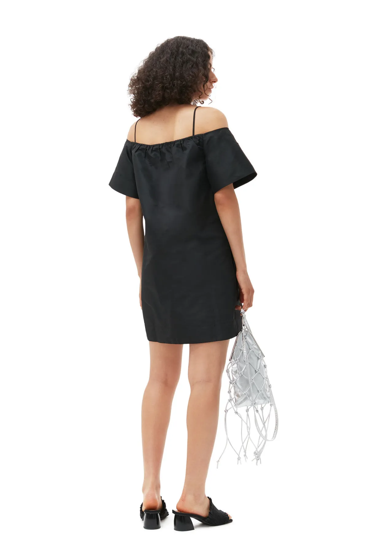 Hot GANNI Taffeta Mini Dress Black