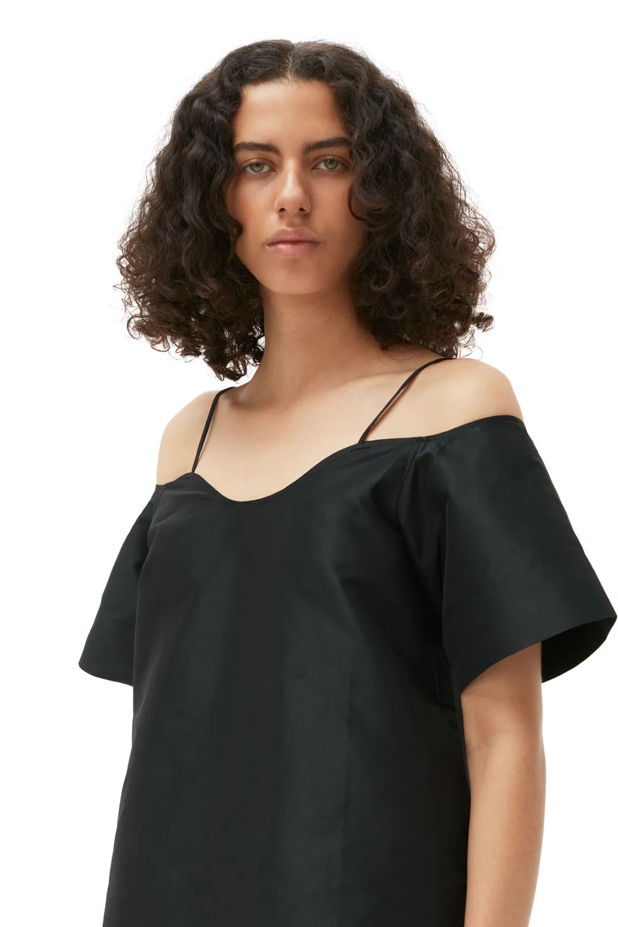 Hot GANNI Taffeta Mini Dress Black