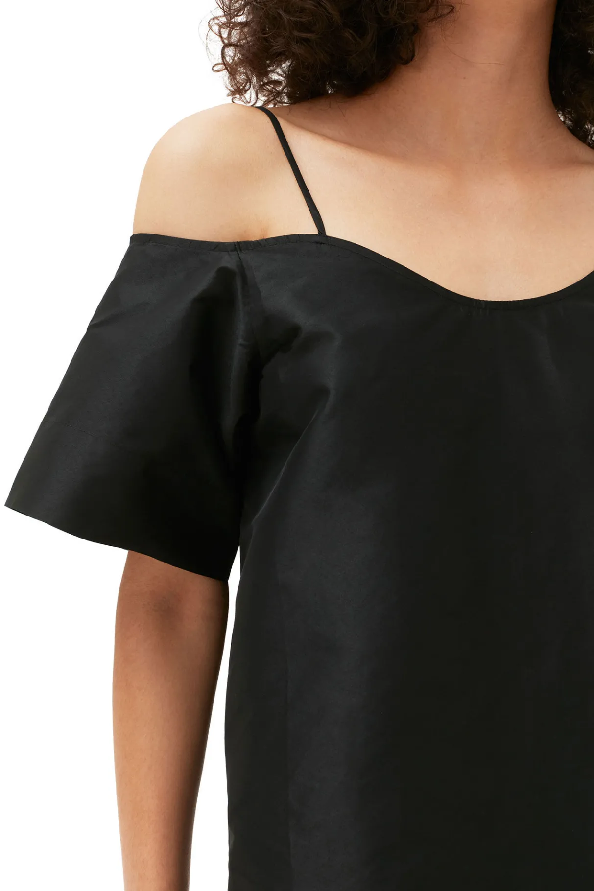 Hot GANNI Taffeta Mini Dress Black
