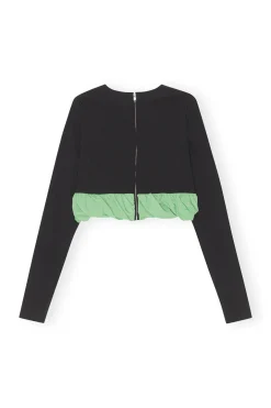 New GANNI Taffeta Mix Blouse Black