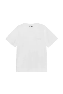 New GANNI Thin Software Jersey O-Neck T-Shirt White