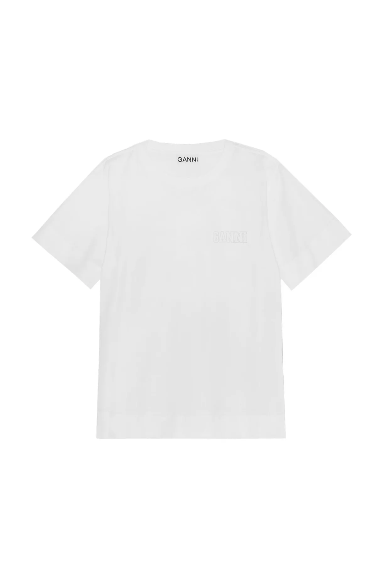 New GANNI Thin Software Jersey O-Neck T-Shirt White