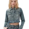 Sale GANNI Tint Edge Denim Cropped Jacket Tint Wash