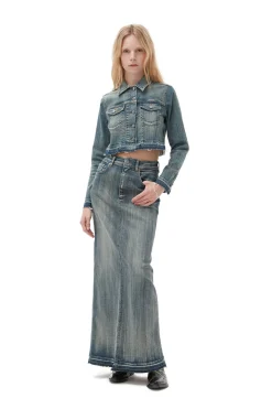 Sale GANNI Tint Edge Denim Cropped Jacket Tint Wash