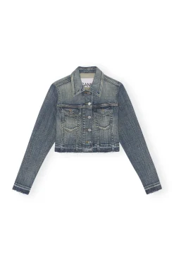 Sale GANNI Tint Edge Denim Cropped Jacket Tint Wash