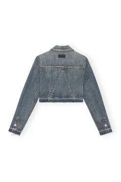 Sale GANNI Tint Edge Denim Cropped Jacket Tint Wash