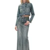 Fashion GANNI Tint Edge Denim Maxi Skirt Tint Wash