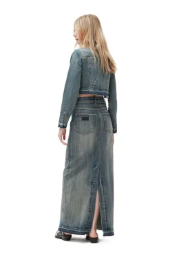 Fashion GANNI Tint Edge Denim Maxi Skirt Tint Wash