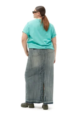 Fashion GANNI Tint Edge Denim Maxi Skirt Tint Wash