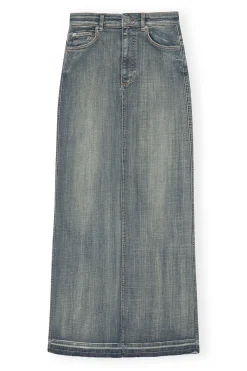 Fashion GANNI Tint Edge Denim Maxi Skirt Tint Wash