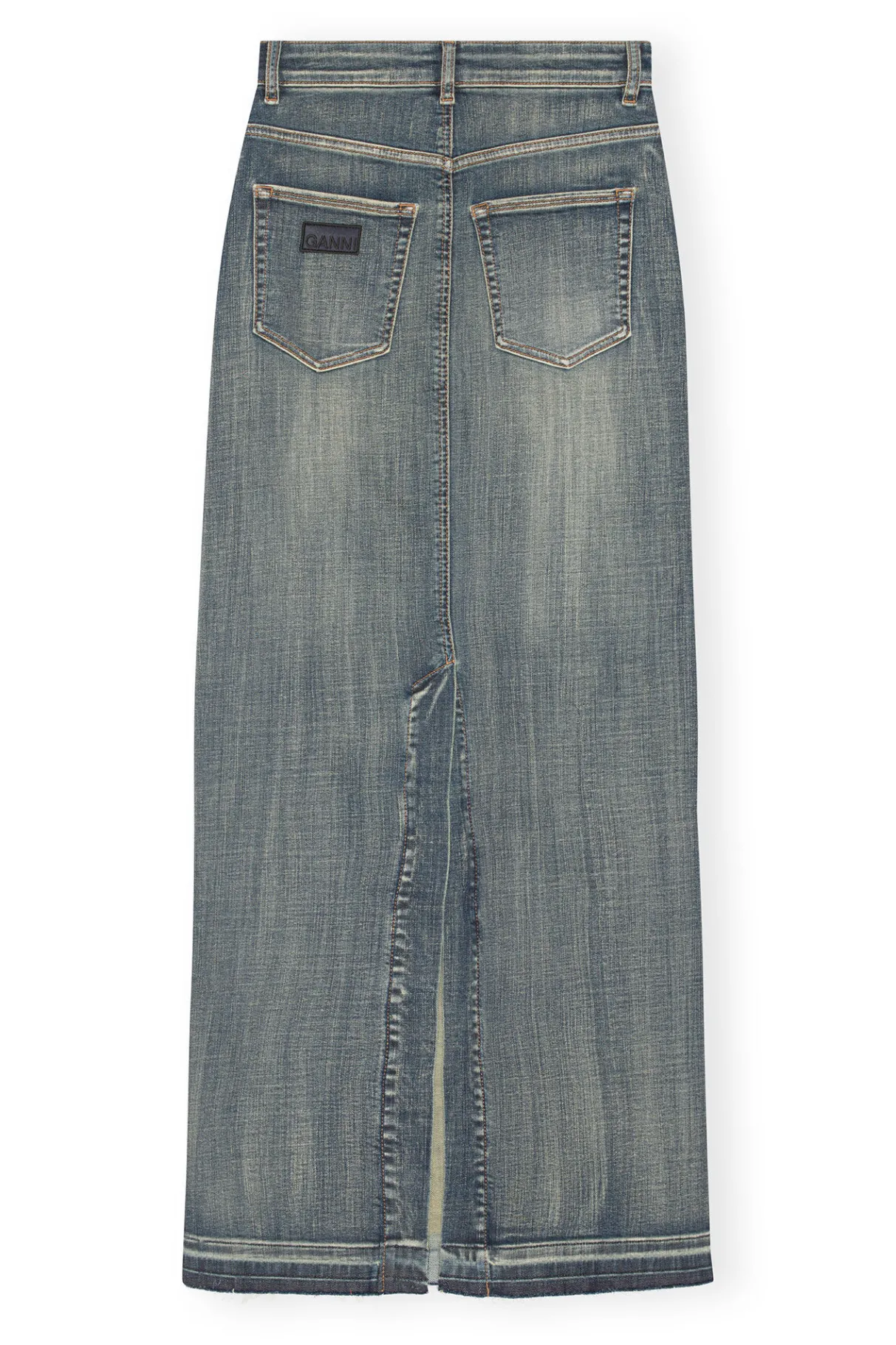 Fashion GANNI Tint Edge Denim Maxi Skirt Tint Wash