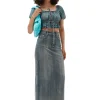Cheap GANNI Tint Edge Denim Puff Sleeve Top Tint Wash