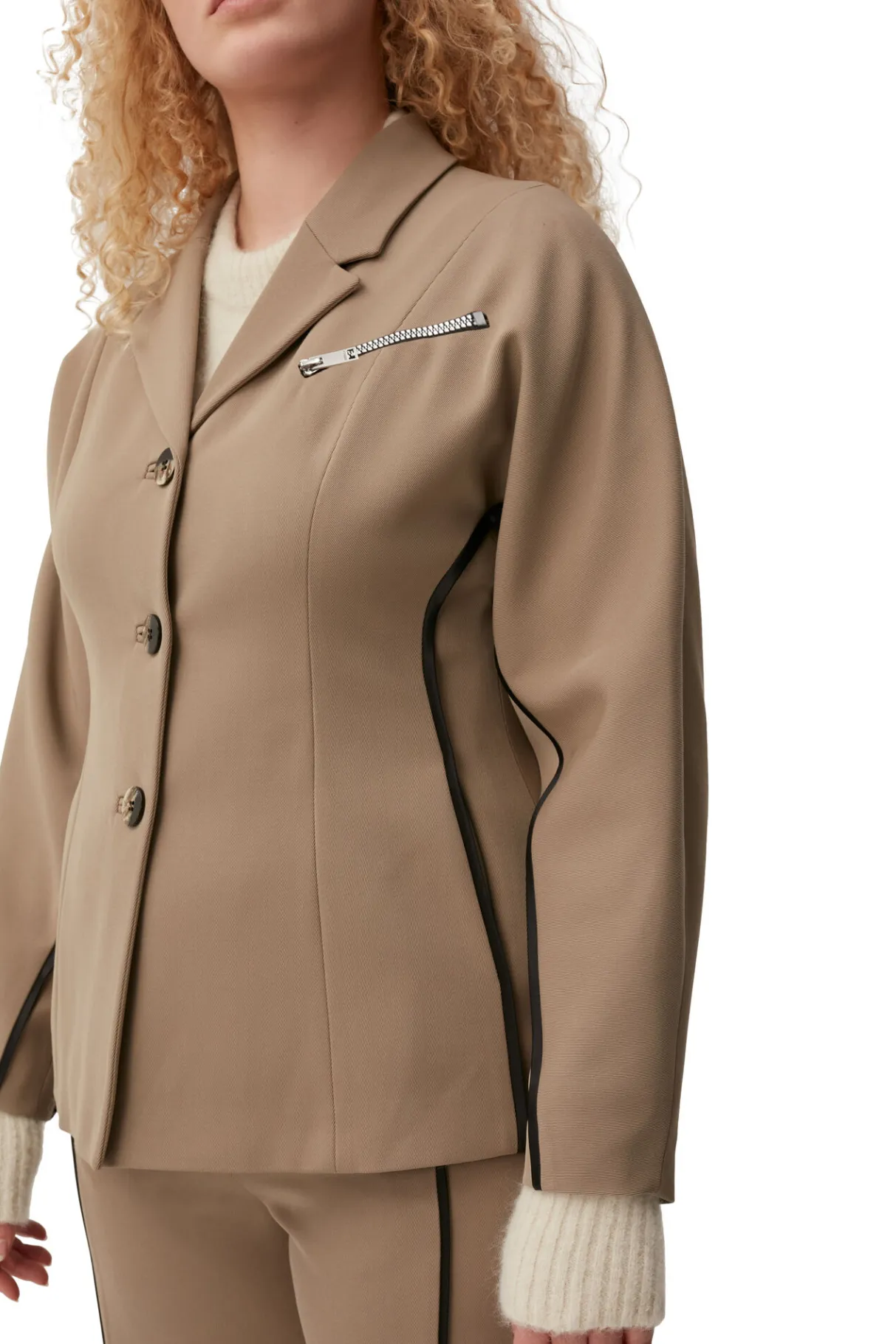 Cheap GANNI Twill Blazer Petrified Oak