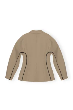 Cheap GANNI Twill Blazer Petrified Oak